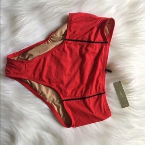Jcrew high rise red swim bottom size small